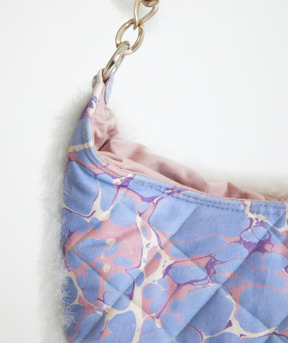 Shoulder Bag: Marbling - Rabbit Feather - Made on Cotton Fabric