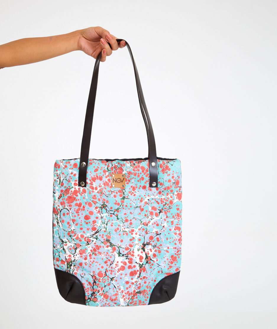 Marbled Shoulder Bag: Spring - Made on Cotton Fabric