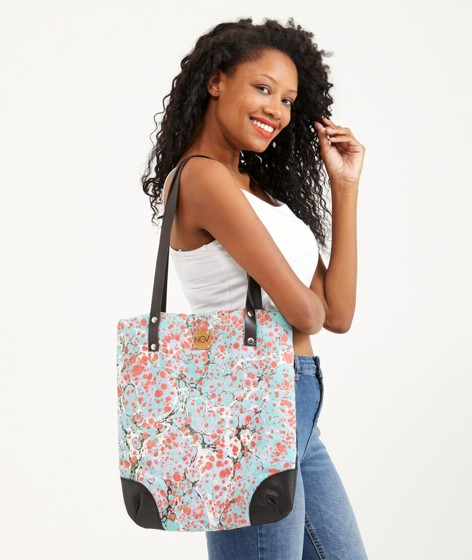 Marbled Shoulder Bag: Spring - Made on Cotton Fabric