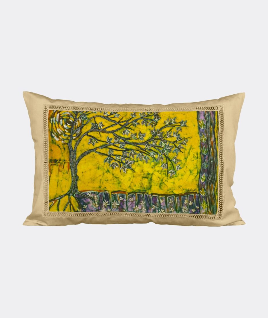 Batik Pillowcase: Tree - Made on Raw Silk Fabric