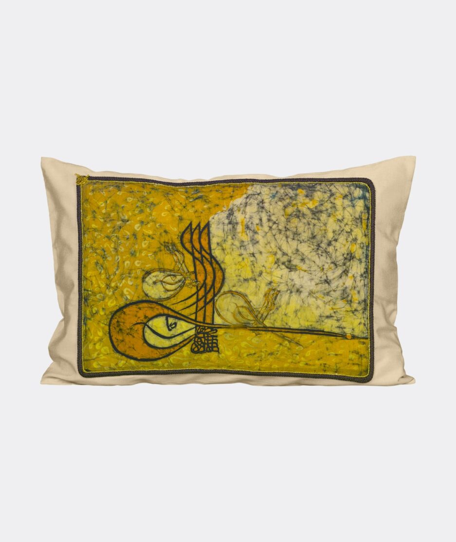 Batik Pillowcase: Tughra - Made on Raw Silk Fabric